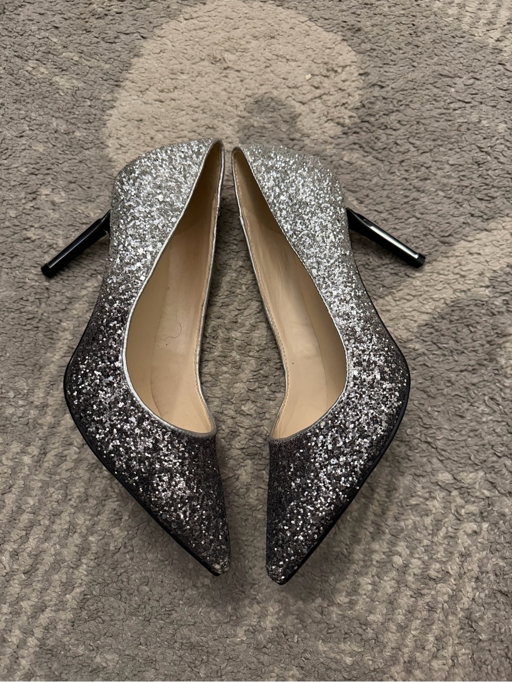 Nine West Silver/Black Ombré Glitter Pointed-Toe Pumps